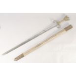 A THEATRICAL REPLICA OF A VENETIAN KNIGHTLY SWORD, early 20th century, straight edged pointed 34in