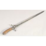 A HUNTING DIRK, early 19th century, slender single edged fullered blade, small shell guard &