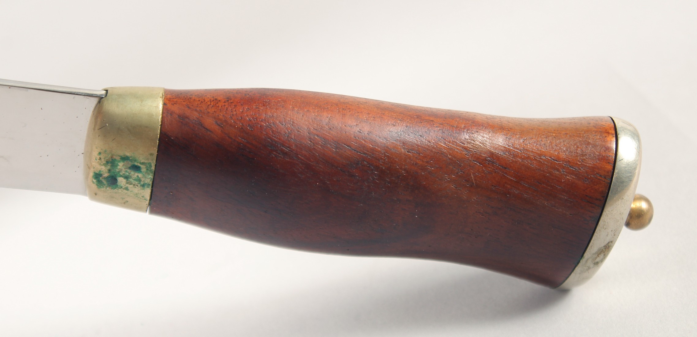 A KNIFE, with wooden handle, in a leather sheath, 11" long. - Image 3 of 4