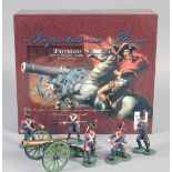 W. BRITAIN, NAPOLEONIC WARS FRENCH IMPERIAL GUARDS, with canon, 00149, boxed.