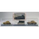 ATLAS MULTIPLE GUN MOTOR CARRIAGE MI6 and three other tanks in Perspex cases.