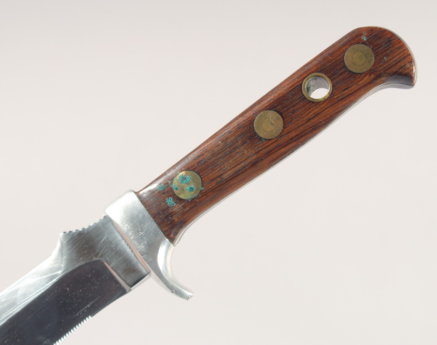 AN AUTO MESSER PUMA KNIFE, with wooden handle, 10" long, in a leather sheath. - Image 3 of 5