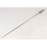 A SMALL SWORD, early 18th century, slender etched blade of hollow triangular section, steel