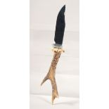 A KNIFE, with antler handle, 10.5" long.