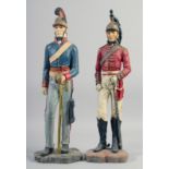 OFFICER 1st DRAGOONS GUARD 1813, and OFFICER ROYAL HORSE GUARDS 1814, 21" high, (2).