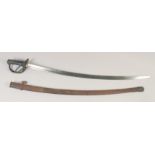 AN AMERICAN 1860 PATTERN CAVALRY SWORD, curved fullered 35in blade, with makers mark and dated