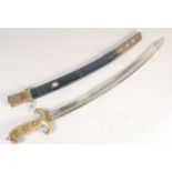 A THEATRICAL REPLICA OF A SABRE, early 20th century, 26.5 in curved blade with wide fuller, solid