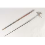 A SPANISH MATADOR'S SWORD, 19th century, stiff diamond section narrow pointed 32in blade, steel