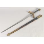 A REPLICA OF A KNIGHTLY HAND & A HALF SWORD, early 20th century, tapering double edged pointed