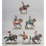 SIX VARIOUS DEL PRADO SOLDIERS, on horseback, 3.5", (6).