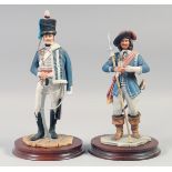 BORDER FINE ARTS, two models of a hussar, and man with a pike, 95/750 and 84/750, on a wooden