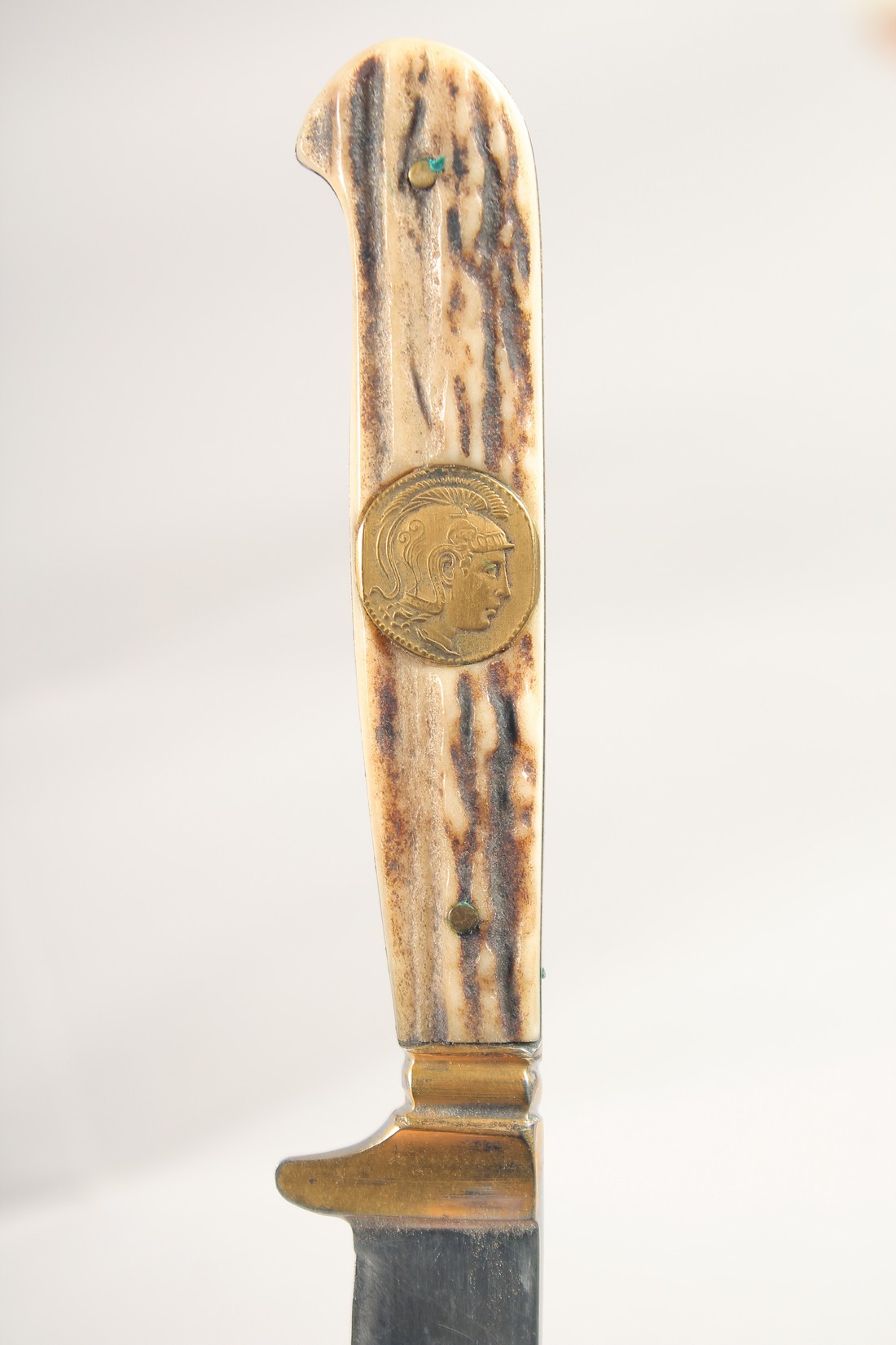 A ROSTFREI KNIFE, with antler handle, in a sheath, 7.5" long. - Image 3 of 4