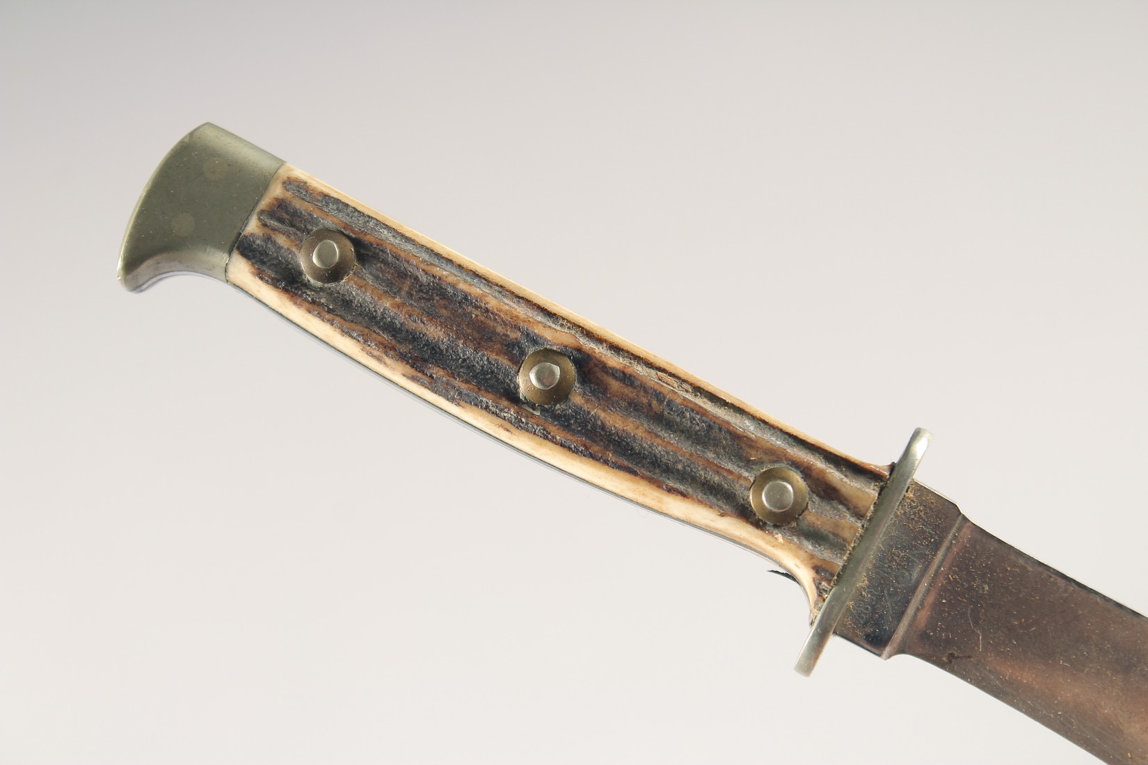 A PUMA NICKER SOLINGEN KNIFE, with antler handle in a leather sheath,7.5" long. - Image 2 of 4