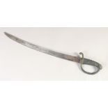 A FRENCH BRIQUETTE, early 19th century, wide, single edged slightly curved blade, brass hilt stamped