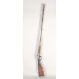 A GERMAN DOUBLE-BARRELLED PERCUSSION SPORTING GUN, circa 1850, round 18 bore 34 in barrels with