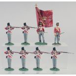 A GOOD COLLECTION OF CAST AND PAINTED SOLDIERS, average height 4.5", all labeled.