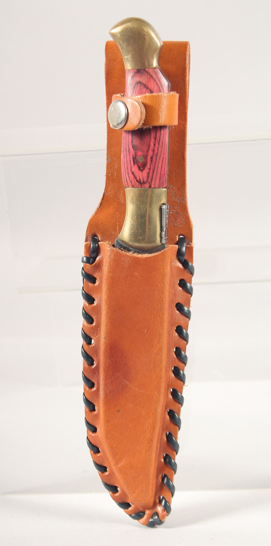 LAGUIOLE, a knife with wooden handle, in a leather sheath, 9.5" long. - Image 5 of 5