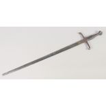 A REPLICA OF A KNIGHTLY ARMING SWORD, early 20th century, tapered blunt tipped double edged 30in