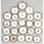 A COLLECTION OF TWENTY ONE AYNSLEY PORCELAIN AND SILVER STANDS, with military coat of arms in a