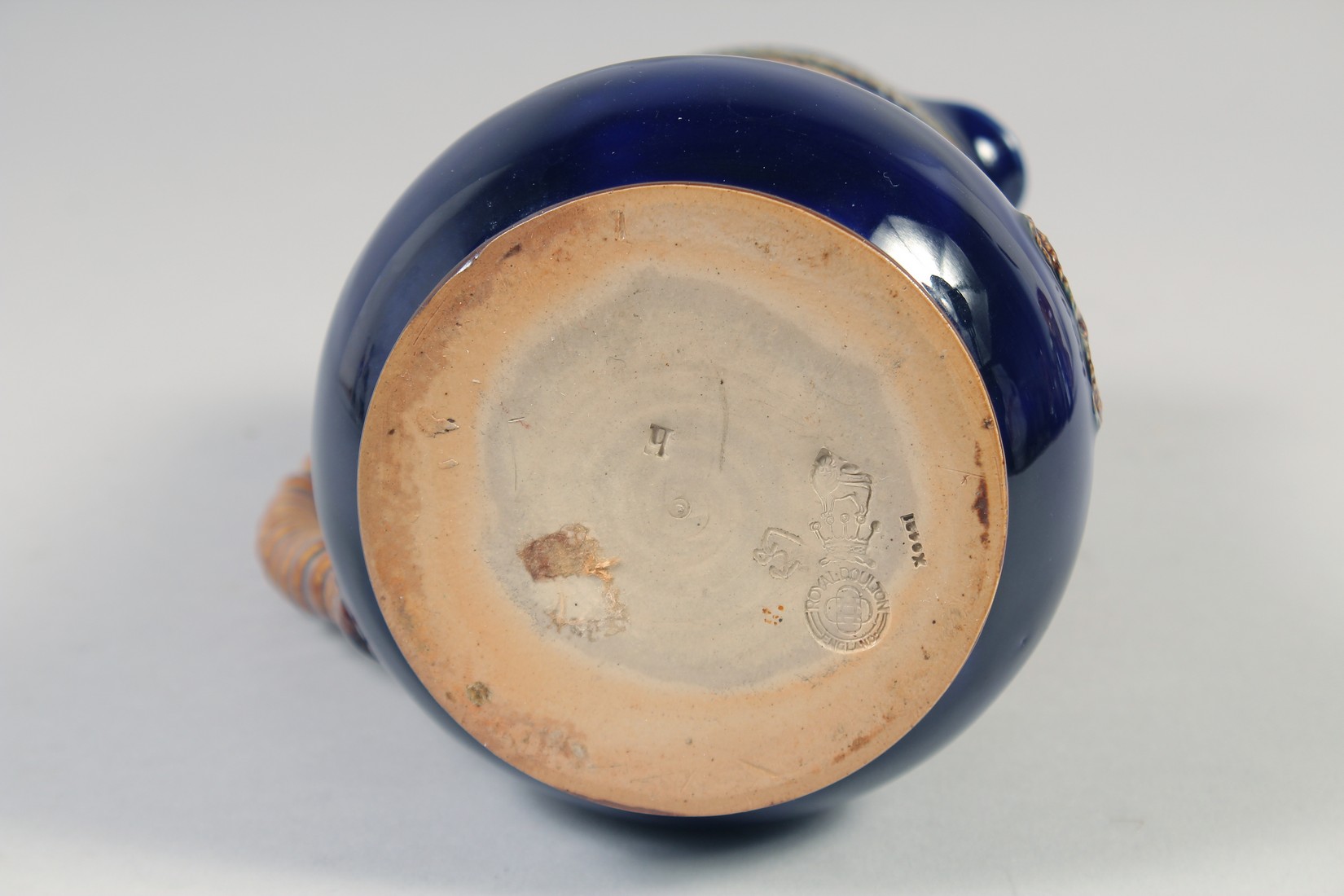 A ROYAL DOULTON STONEWARE JUG, "Lord Nelson born 1758 died 1805", 8". - Image 6 of 7