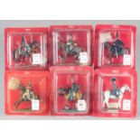 DEL PRADO, SIX DIE CAST SOLDIERS ON HORSEBACK, in a Perspex case, (6).