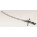 A POLISH HUSSAR'S SWORD, mid 18th century, curved single edged curved blade with three fullers