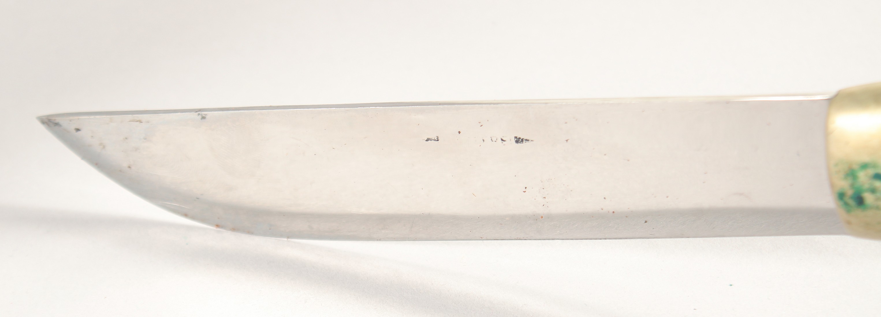 A KNIFE, with wooden handle, in a leather sheath, 11" long. - Image 2 of 4