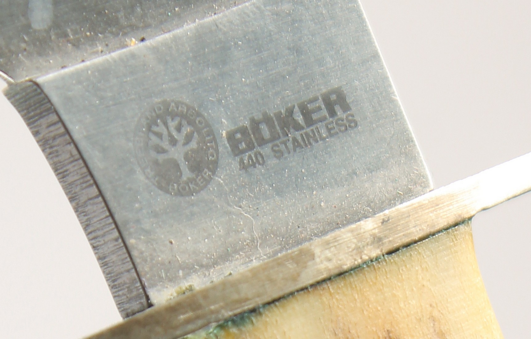 A TREE BRAND BOXER 440 STAINLESS STEEL KNIFE, with antler handle, 10" long. - Image 4 of 4