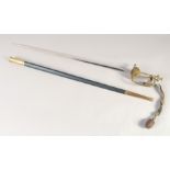 A COURT SWORD, late 20th century, slender double-edged blade with maker's stamp, double shell guard,
