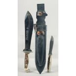 ORIGINAL-PUMA-WAIDBLATT KNIFE AND PUMA NIKER VOM WAIDBESTECK KNIFE, both with antler handles 12"