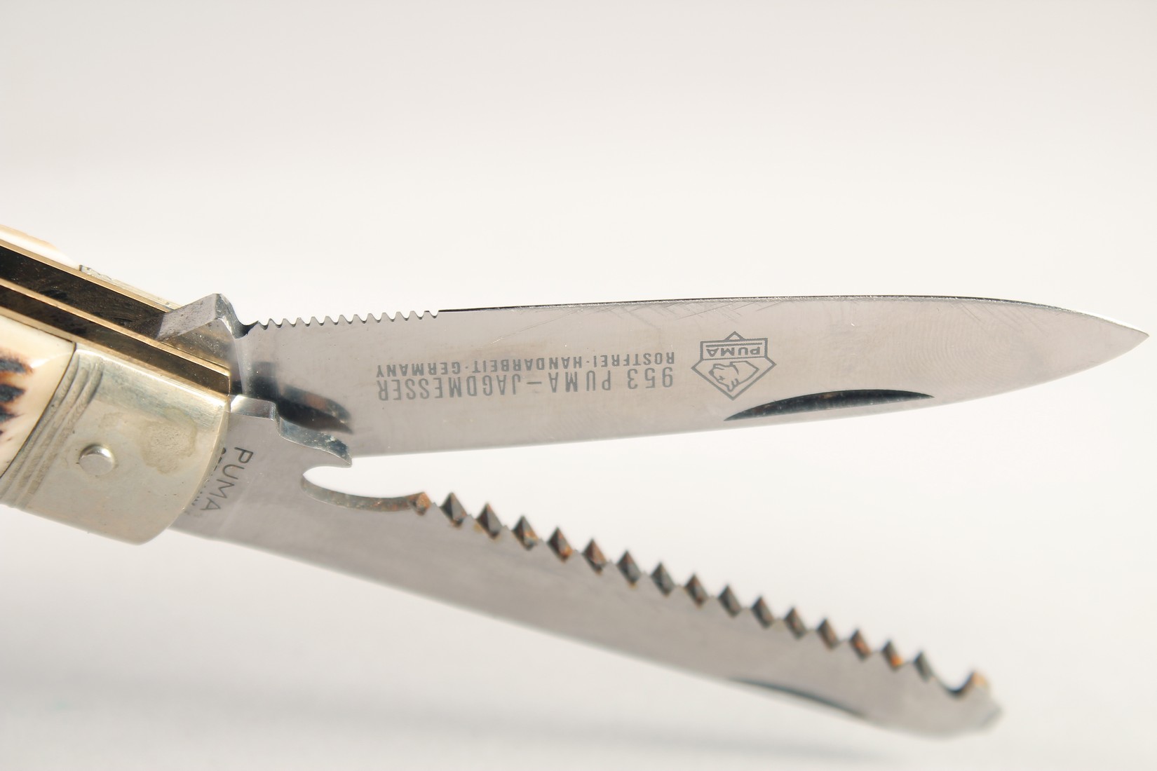 A PUMA ROSTFREI COMBINATION POCKET KNIFE, with antler handle, 4.5" long. - Image 2 of 3