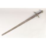 A REPLICA OF A GERMAN EXECUTIONER'S SWORD, early 20th century, wide 33in blade with 3 fullers &