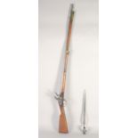 A GERMAN CHARLEVILLE FLINTLOCK MUSKET, circa 1810, 14 bore round 38.5" barrel, lock engraved '