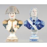 TWO PORCELAIN BUSTS OF NAPOLEON, 7".