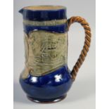 A ROYAL DOULTON STONEWARE JUG, "Lord Nelson born 1758 died 1805", 8".