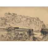 Robert Houston, 'Edinburgh Castle', etching, signed in pencil, 4.75" x 6", (12x15cm).