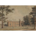 A hand-coloured lithograph of a cricket match at Rugby School, 9" x 11", (23x28cm) and a unframed