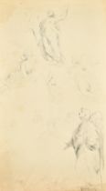 19th Century, Sketches of figures from statues, ink and pencil, 17" x 9.5", (43x24cm), (unframed).