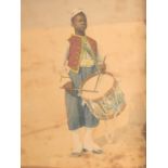 circa 1908, Study of a drummer boy, possibly over a print base, signed B'da, 9" x 7.25", (23x18.