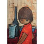 J G Dutton, circa 1968, a study of a young child, oil on canvas signed and dated, 17" x 11.5" (43