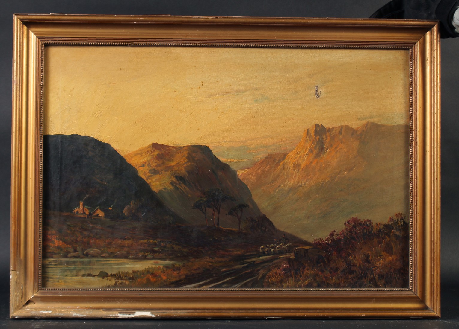 W. Richards, 'Pitlochry', A shepherd moving a small flock of sheep along a mountain path, near to - Image 2 of 4