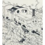 Tim Marwood (1954-2008) British, 'Thomas Express Special' No 33, 'Fathers Flock' 1, pen drawing,