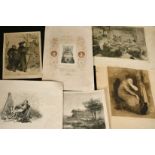 A small collection of etchings after Neureuther and Montbard, mostly figures, sizes from 5" x 3", (