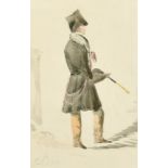 Edouard Detaille (1848-1921), Study of a French officer, watercolour, signed, 7.5" x 4.75", (19x11.