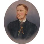 Portrait of a gentleman, wearing a dark jacket and a pocket watch, watercolour, inscription verso,