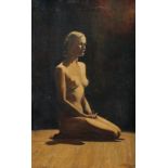 H. Wilson Wood, A study of a kneeling nude woman, 'Gretel', oil on canvas, signed, inscribed and