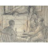 Modern British, Two pencil drawings of figure groups, 7.75" x 5", (19.5x12.5cm) and 2.5" x 3.25", (