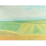 Jeff Hoare (1923-2019) British, 'The Harvest', pastel, titled verso, 18" x 23.75", (46x64.5cm) (