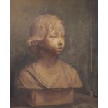 circa 1900, A study of a marble bust of a young girl, oil on canvas, 19.75" x 17", (50x43cm).