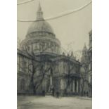 Dorothy Sweet, 'St Paul's from Cheapside', etching, inscribed and signed in pencil, 9.5" x 6.5", (